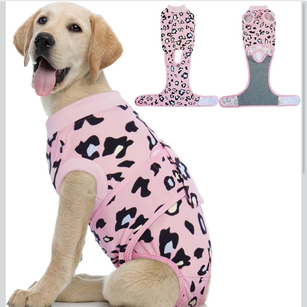 Pink Leopard Dog Recovery Suit for Dogs After Surgery